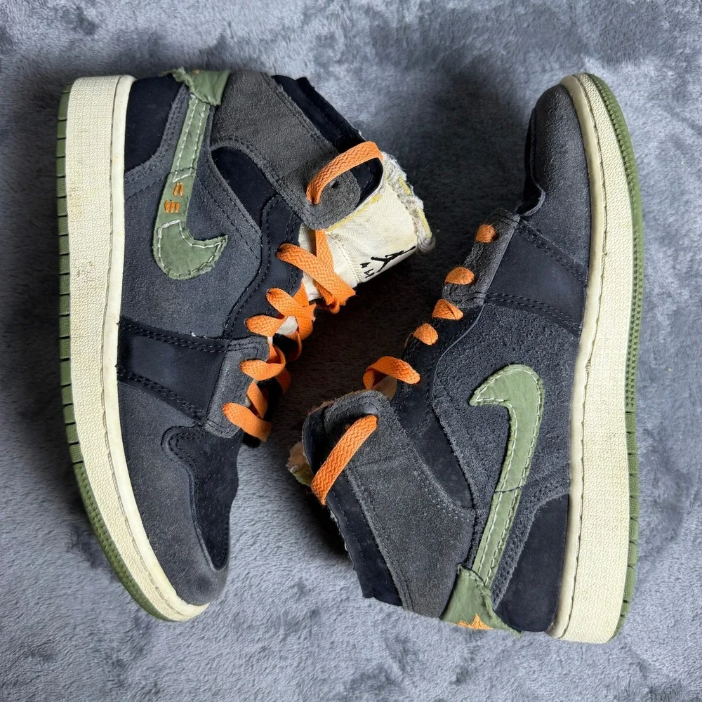 Air Jordan 1 Kids 3.5Y Mid SE Craft GS Anthracite Light Olive FD5847-003